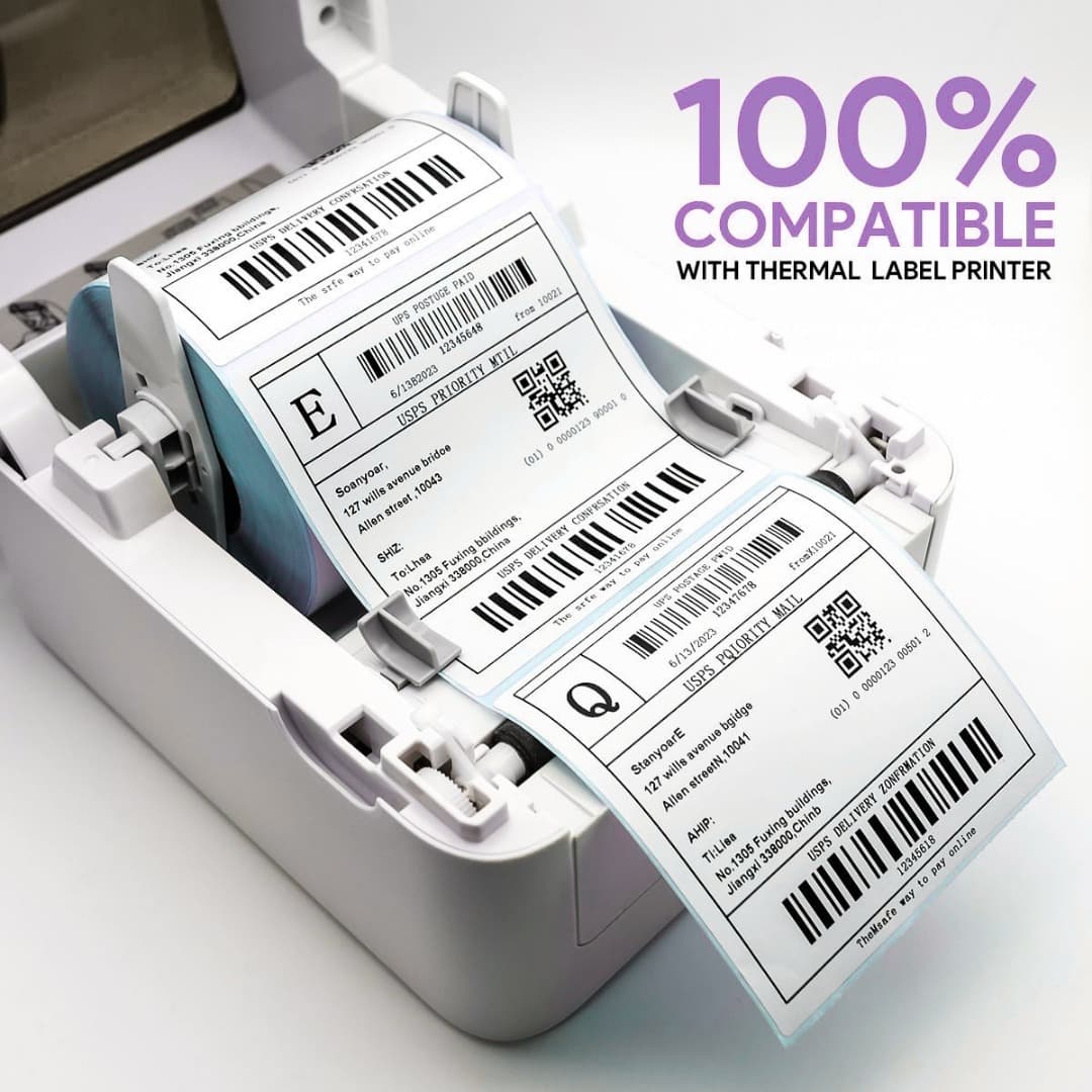 4x6 (100mm x 150mm) Pack of 5 Direct Thermal Label/Sticker(no Ribbon Required) Plain White 1 Inch core Inside 400 - Image 5