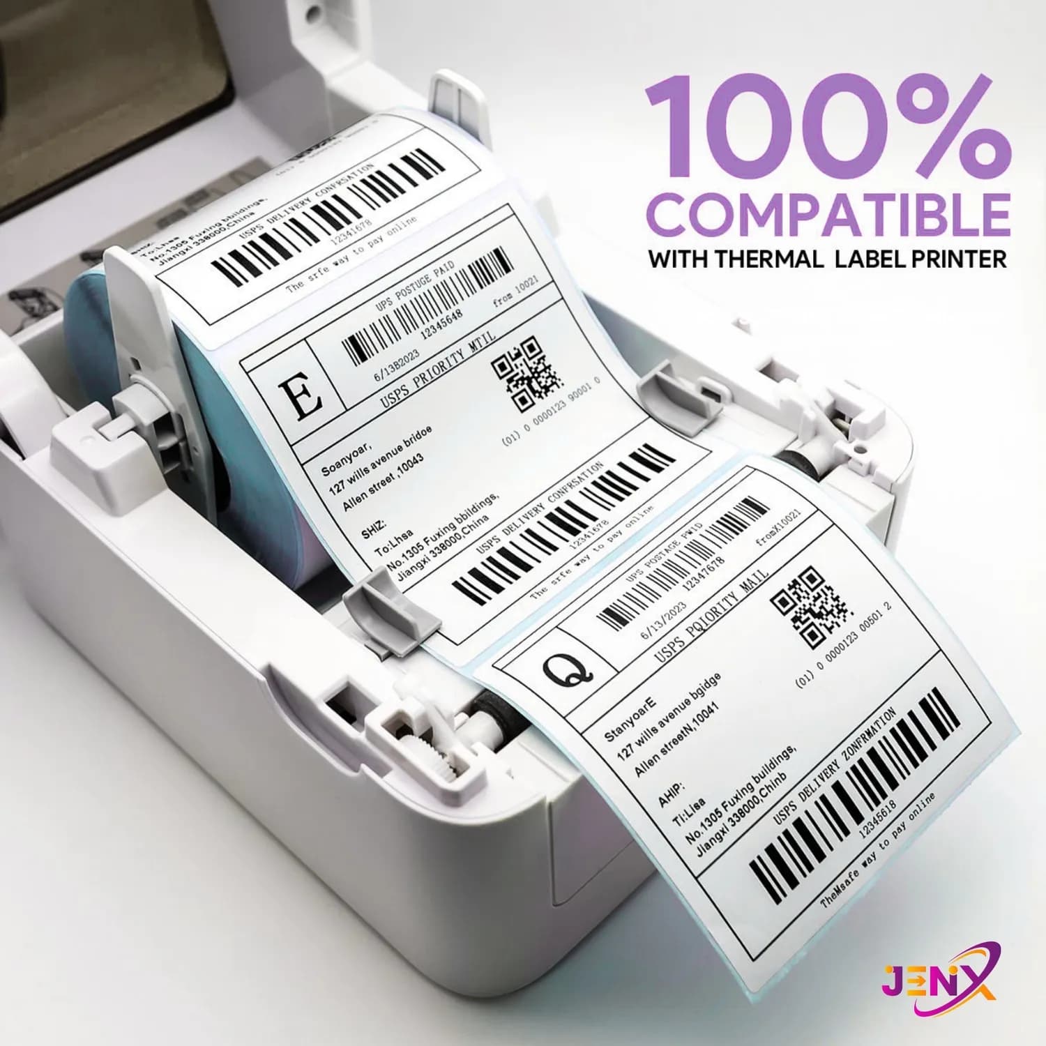 100mm x 100mm (4x4) Direct Thermal Label/Sticker(no Ribbon Required) Plain White 1 Inch core Inside (400 Labels) - Image 5