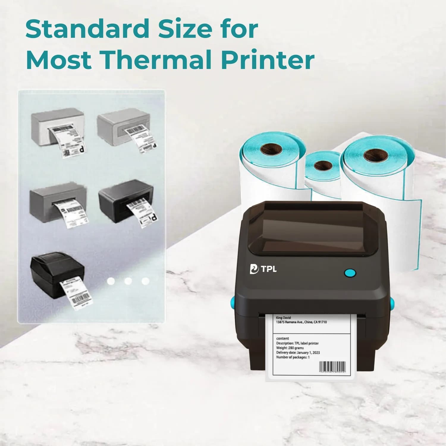 85mm x 55mm (3.35x2.15) Direct Thermal Label/Sticker(no Ribbon Required) Plain White 1 Inch core Inside - Image 3