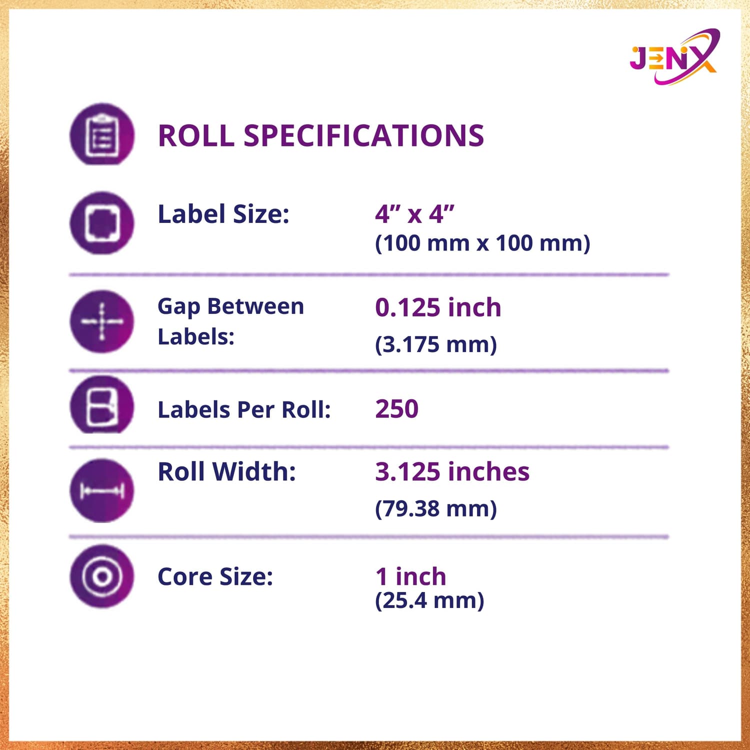 100mm x 100mm (4x4) Direct Thermal Label/Sticker(no Ribbon Required) Plain White 1 Inch core Inside - Image 6