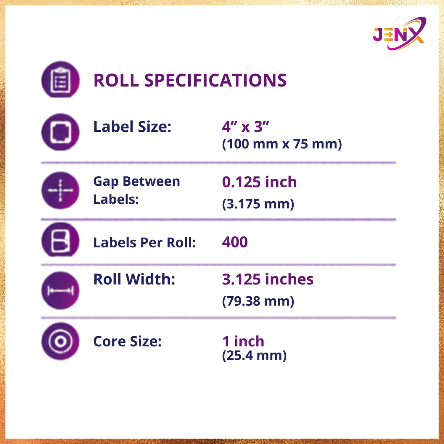 100mm x 75mm (4x3) Direct Thermal Label/Sticker(no Ribbon Required) Plain White 1 Inch core Inside - Image 3