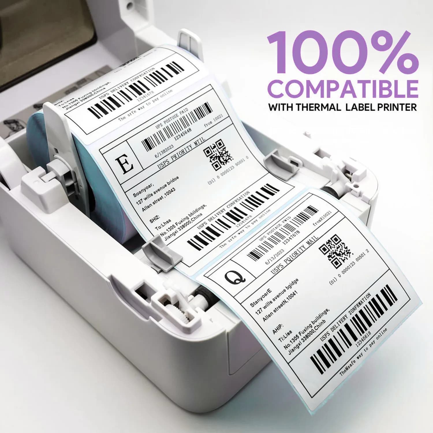 3x4 (75mm x 100mm)150 Labels- Pack of 5 Direct Thermal Label/Sticker(no Ribbon Required) Plain White0.5” Inch core Inside - Image 3