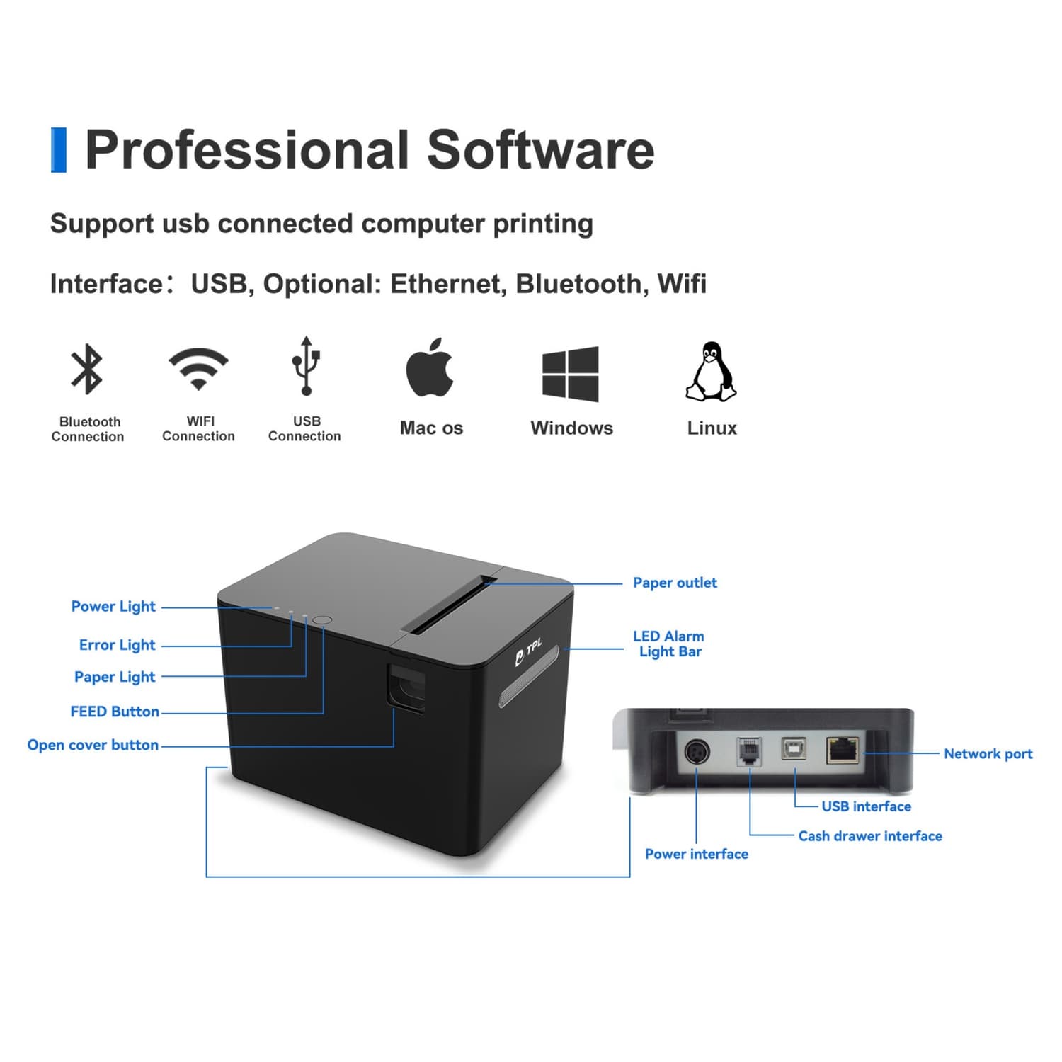 TPL TD-80 Thermal POS Receipt Printer/ Thermal Billing Printer - Image 4