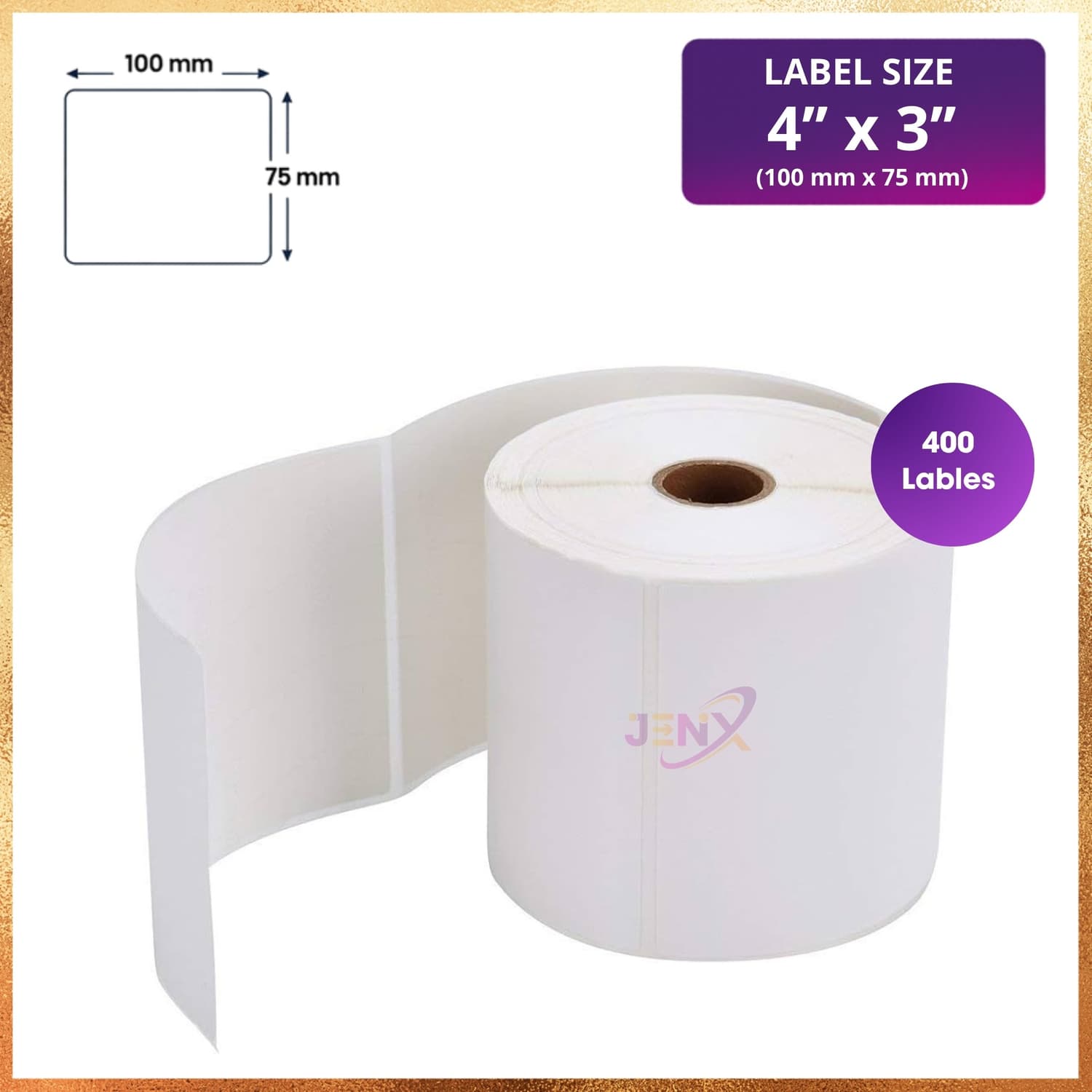 100mm x 75mm (4x3) Direct Thermal Label/Sticker(no Ribbon Required) Plain White 1 Inch core Inside - Image 1