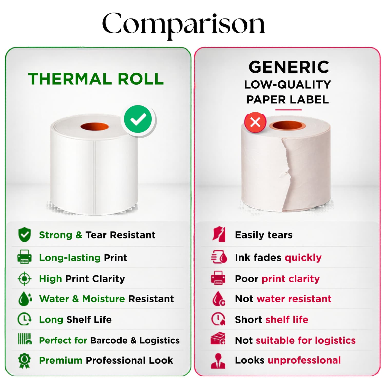 3x4 (75mm x 100mm)150 Labels- Pack of 5 Direct Thermal Label/Sticker(no Ribbon Required) Plain White0.5” Inch core Inside - Image 2