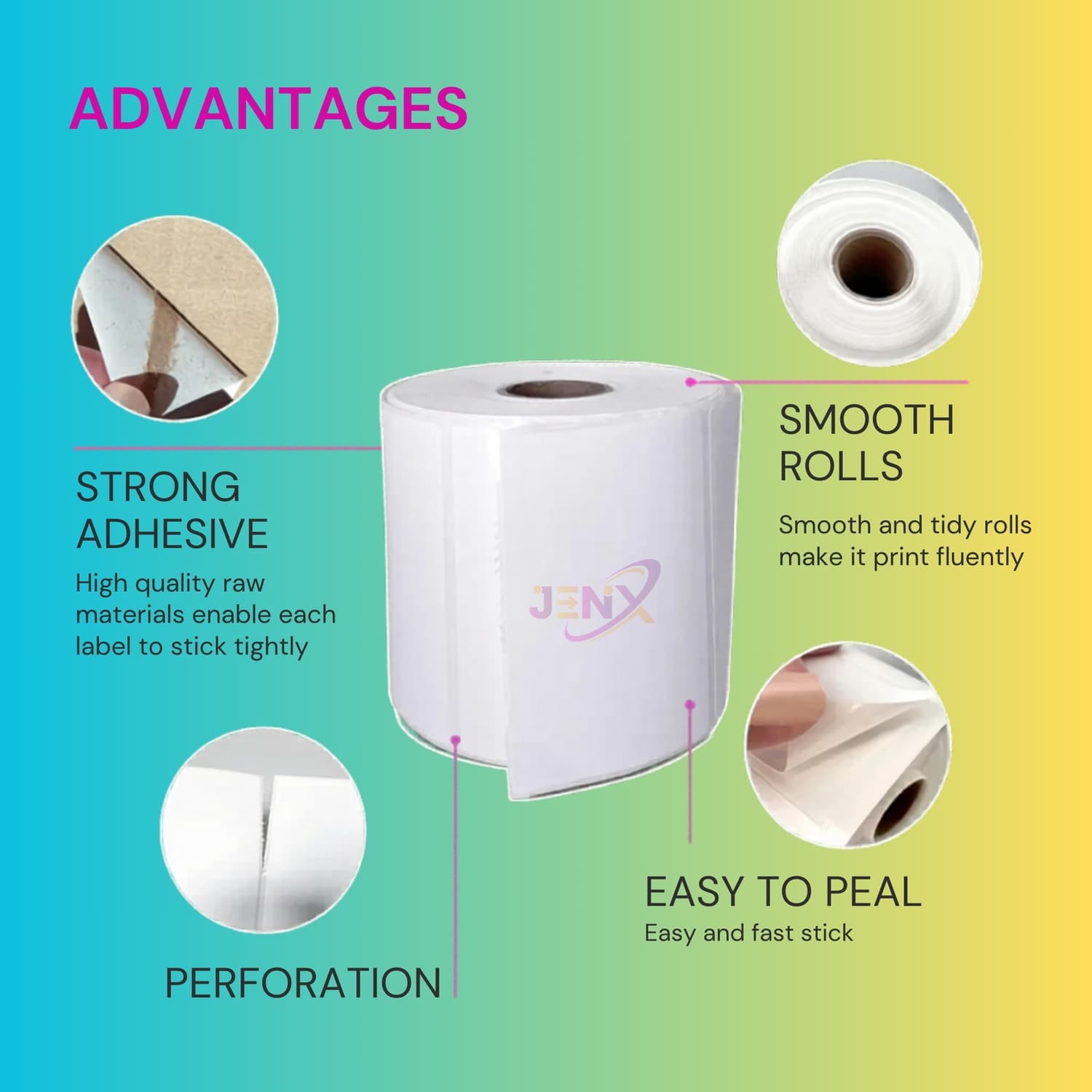75mm x 100mm (3x4) Direct Thermal Label/Sticker(no Ribbon Required) Plain White 1 Inch core Inside - Image 3