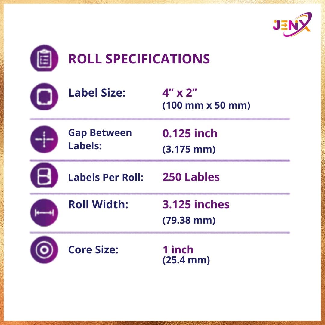 4×2 Direct Thermal Label Roll (100mm × 50mm) – 250 Labels per Roll - Image 2